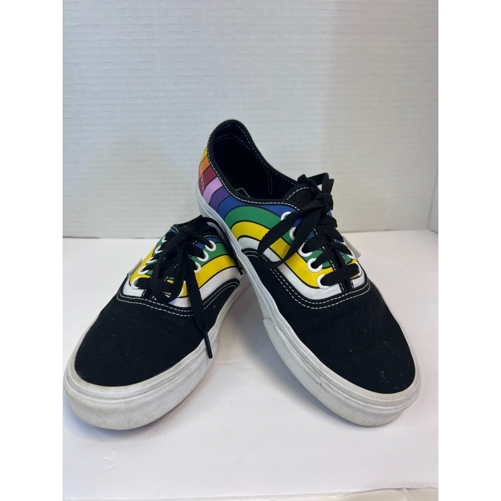Vans Era Pride Rainbow Stripe Sneakers Women's 8 Men's 6.5 Black Canvas Low Top